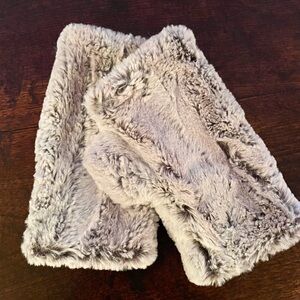 Soft Faux Rabbit Fur Gray Fingerless Gloves